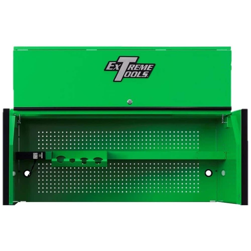Extreme Tools RX Series 55 in. W x 25 in. D Green Extreme Power Workstation Hutch with Gloss Black Handle and Trim