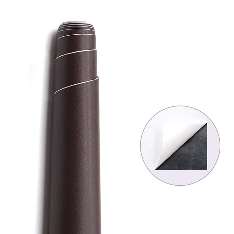 10 in. x 24 in. Dark Brown Self-Adhesive Leather Repair Drywall Patch For Car Seats, Couch Furniture