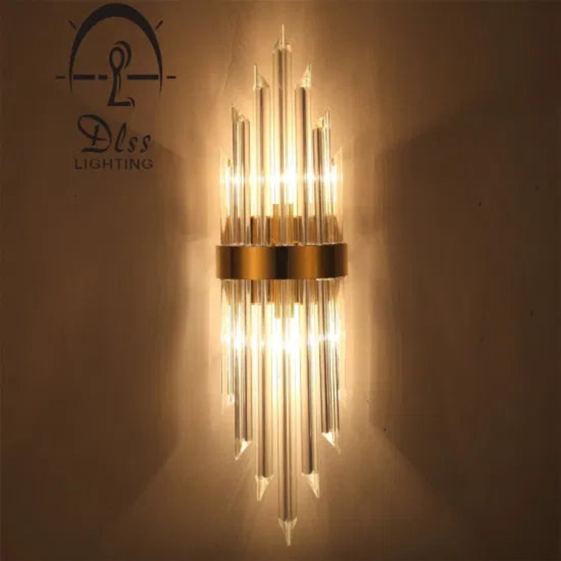 DLSS Lighting Indoor Contemporary Decoration Design Lights Fixtures Hotel Bedroom Staircase Lamp Brass Modern Crystal Wall Light
