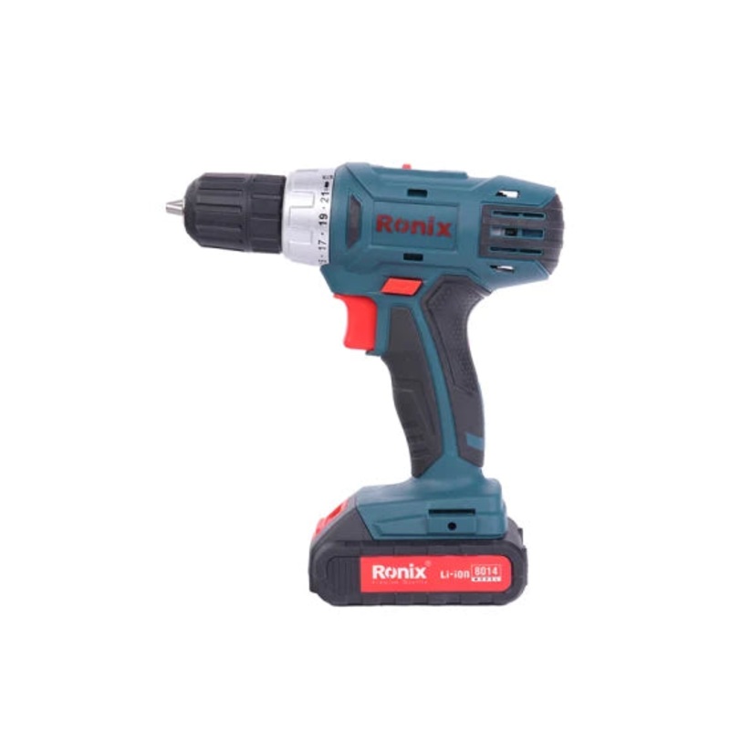 Ronix Hot-Selling Model 8014 Two 14.4V 1.5ah Li-ion Batteries 26n. M High Quality Cordless Drill