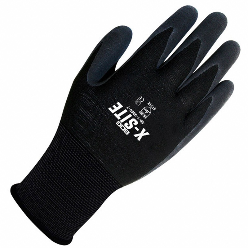 BDG X-Site Sandy Foam Nitrile Coated Gloves, Full Finger, Size S
