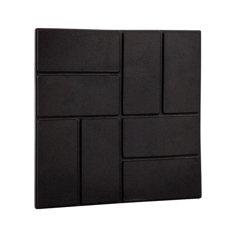 EcoBorder 15.5 in. x 15.5 in. Square Black Cobblestone/Brick Dual-Sided 100% Recycled Rubber Paver (6-pack)