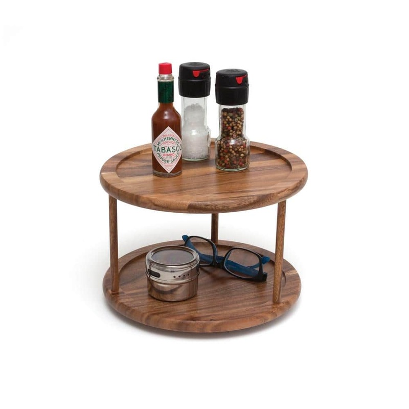 Lipper International 10 in. 2-Tier Acacia Lazy Susan Turntable