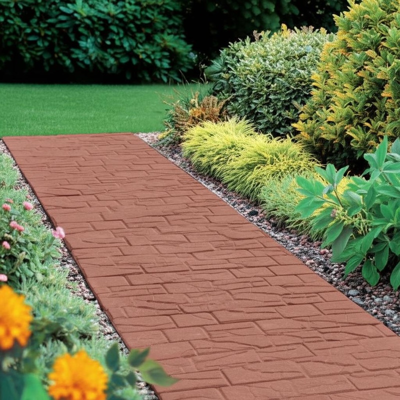 Vigoro 24 in. x 12 in. x 5/8 in. Red Interlocking Dual-Sided Rubber Paver (9-Pack)