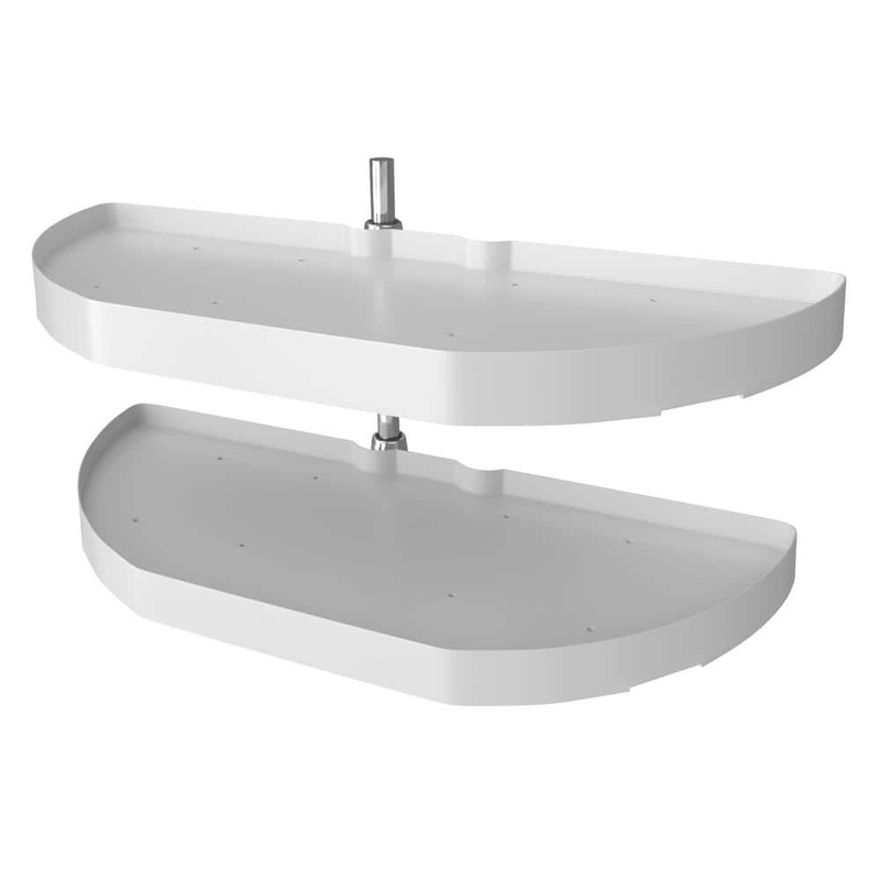 Rev-A-Shelf 2-Shelf White 31 in. Lazy Susan Half-Moon Polymer Blind Cabinet