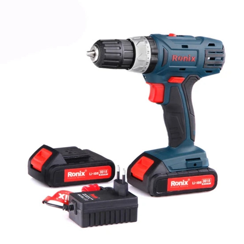 Ronix Power Tool Model 8018 18V Lithium Battery Portable Power Hammer Drill Cordless Screwdriver Drill