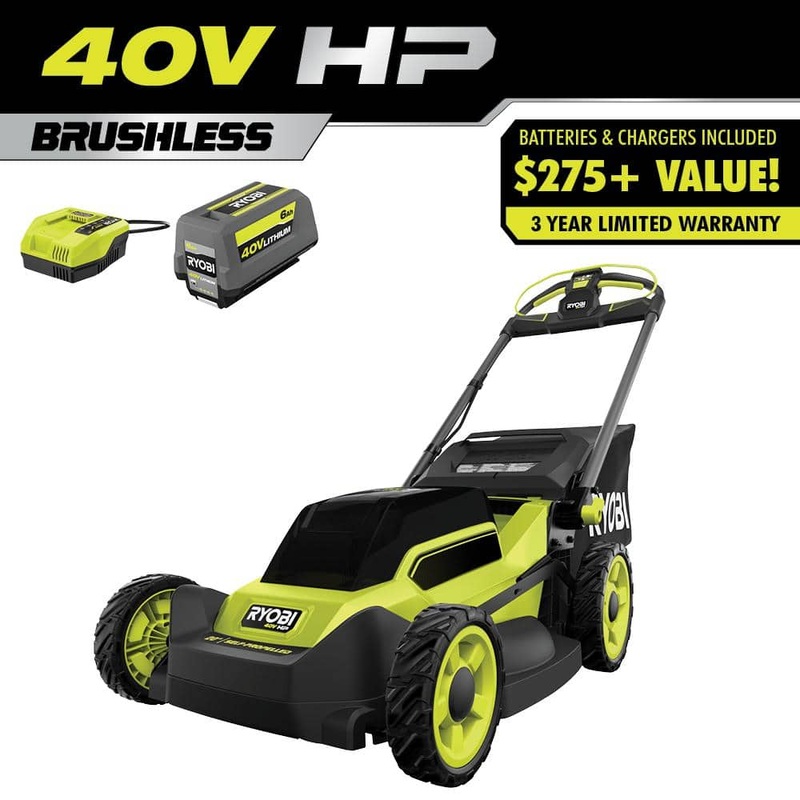RYOBI 40V HP Brushless 20 in. Cordless Electric Battery Walk Behind Self-Propelled Mower with 6.0 Ah Battery and Charger