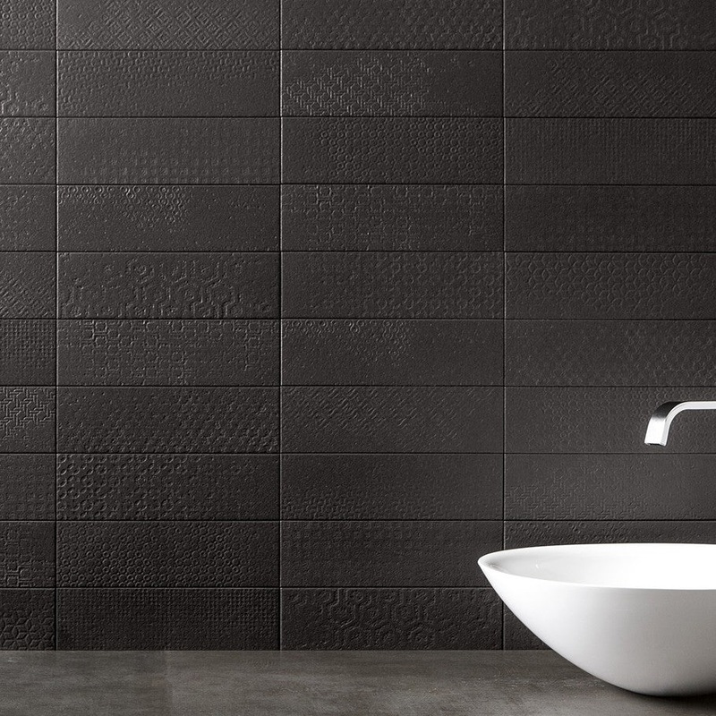 Tessuto Carbone Black Matte Porcelain Subway Tile 4×12