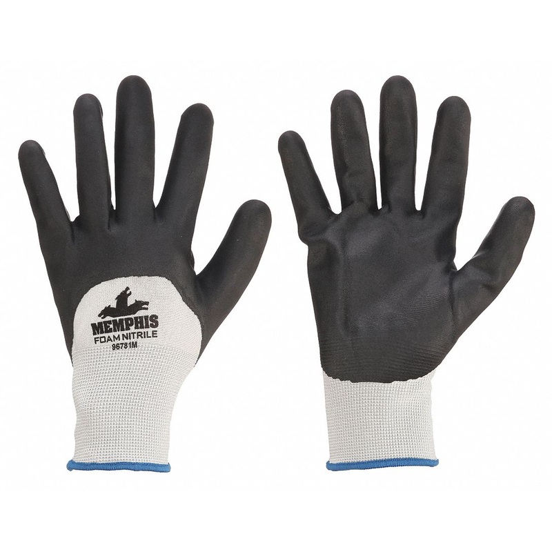 MCR SAFETY Ninja 96781 Sandy Foam Nitrile Coated Gloves, XL 3/4 Dipped