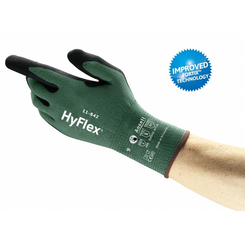 HYFLEX Knit Gloves S (7), Foam Nitrile Palm Coated, ANSI Abrasion Level 4