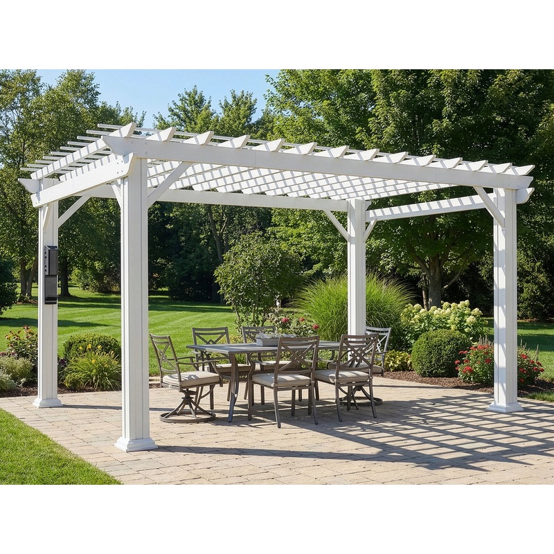 Stratford | 14×10 Steel Pergola  White