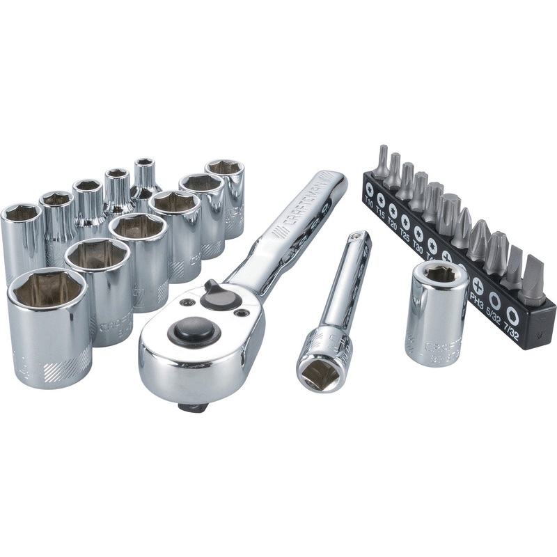 CRAFTSMAN 24-Piece Standard (SAE) Polished Chrome Mechanics Tool Set