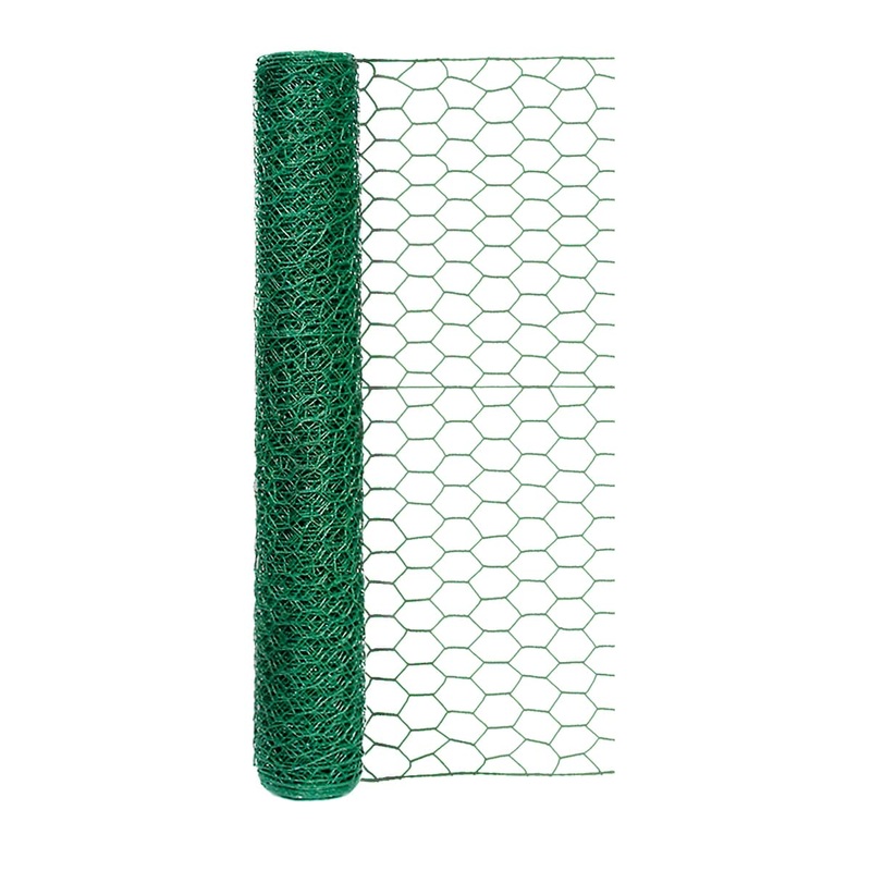 Garden Craft 25-Ft Green PVC Coated Steel Chicken Wire Fencing, 1-In Mesh