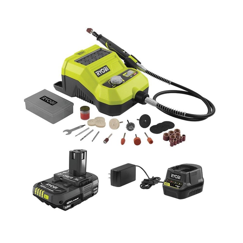 RYOBI 18-Volt ONE+ Cordless Rotary Tool Kit with 1.5 Ah Battery & Charger (P460K1SB)