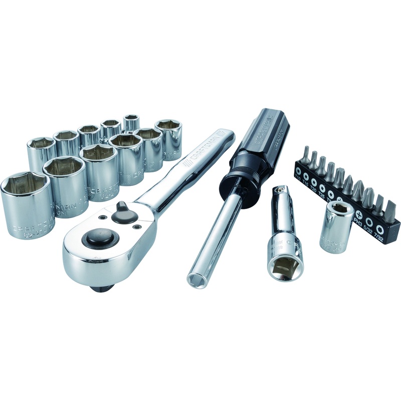 CRAFTSMAN VERSASTACK 24-Piece Metric Polished Chrome Mechanics Tool Set with Hard Case
