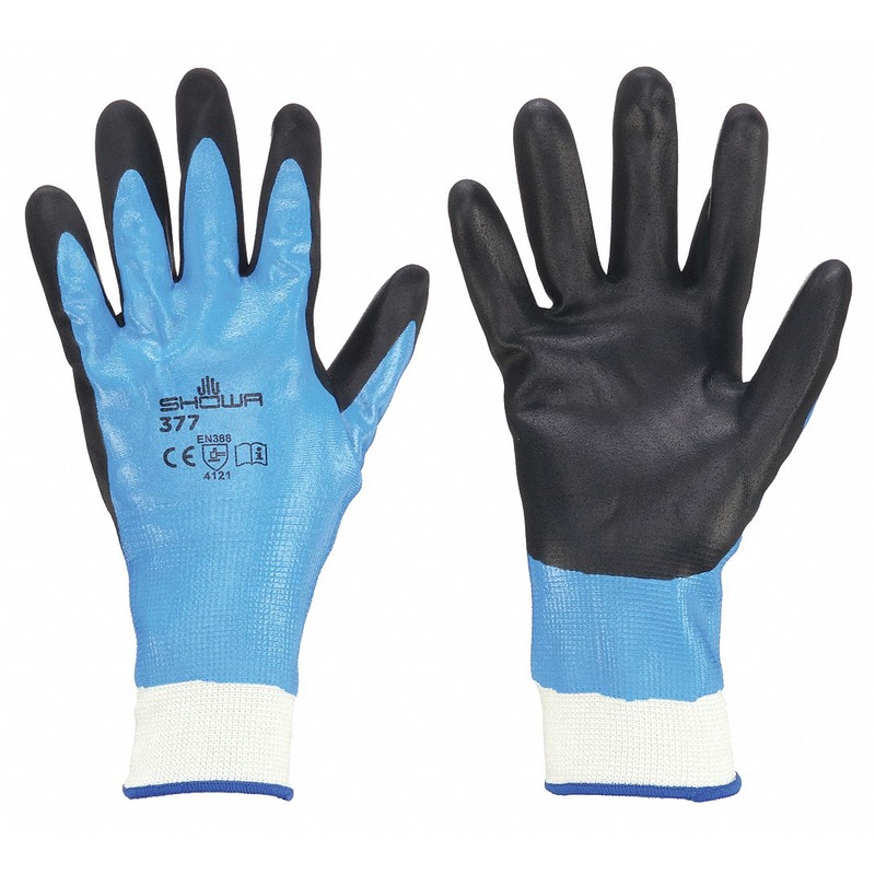 SHOWA 377 Zorb-IT BLACK-ICE Foam Nitrile Coated Gloves, Size S