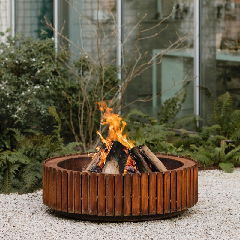 Wnder The Ring Bundle  Corten Steel Fire Bowl with The Bow Bench